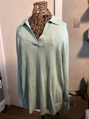 J. Crew Women's V-Neck Collared Sweater - Seafoam Green